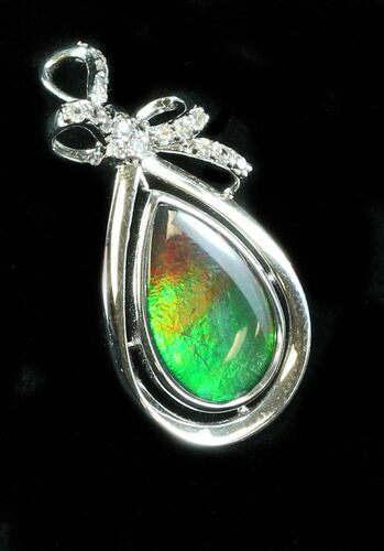 Ammolite Pendant With Sterling Silver & White Sapphires #31680